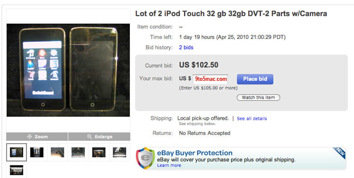 Два новых iPod Touch «засветились» на eBay. Два новых iPod Touch «засветились» на eBay. Фото.