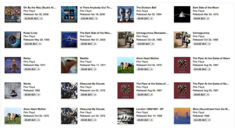 Альбомы Pink Floyd покидают iTunes