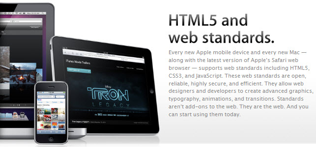 Apple продолжает продвигать стандарт HTML5. Apple продолжает продвигать стандарт HTML5. Фото.