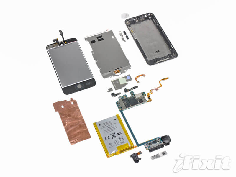 Новый iPod touch разобрали на детали. Новый iPod touch разобрали на детали. Фото.