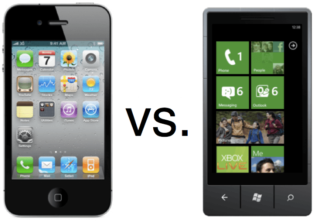 iPhone 4 vs Windows Phone 7. iPhone 4 vs Windows Phone 7. Фото.