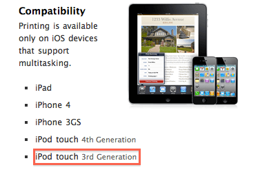 iPod Touch 2G не будет поддерживать AirPrint. iPod Touch 2G не будет поддерживать AirPrint. Фото.