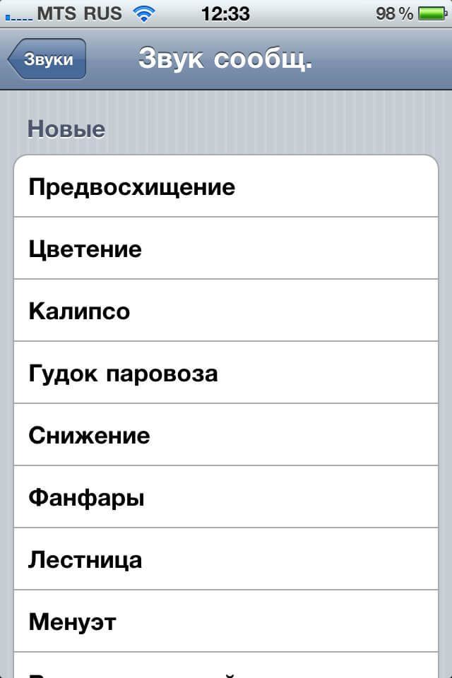 Мелодии SMS в прошивке 4.2 для iPhone. Фото.