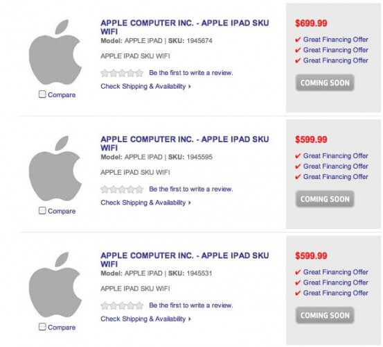 Новые версии iPad замечены на Best Buy. Новые версии iPad замечены на Best Buy. Фото.