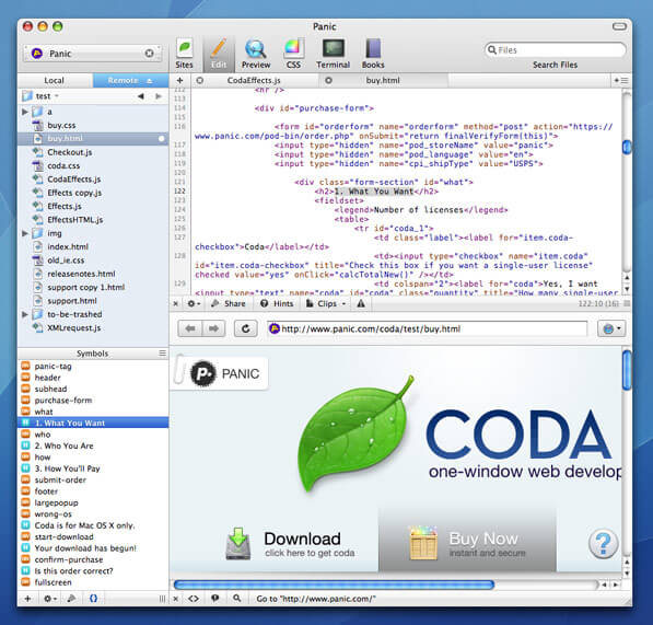 [Mac OS X] Редактор Coda. Фото.