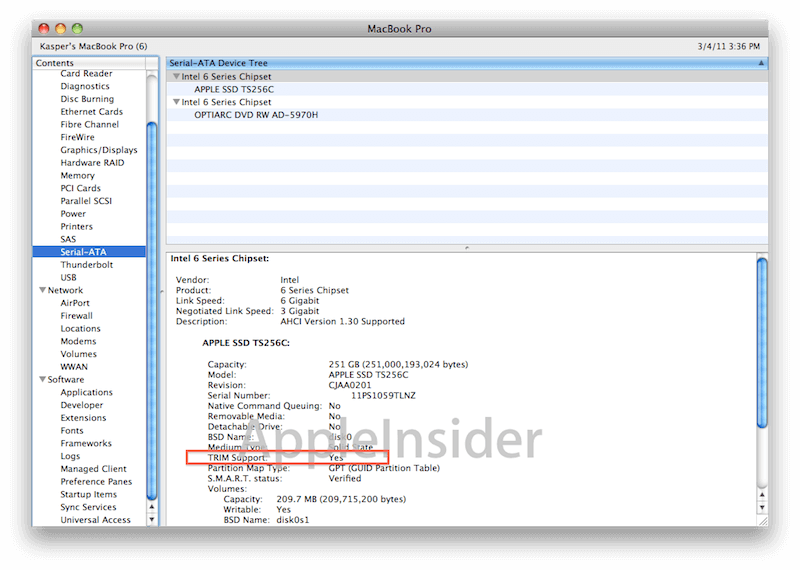 MacBook Pro 2011 с SSD накопителями получили поддержку TRIM. MacBook Pro 2011 с SSD накопителями получили поддержку TRIM. Фото.