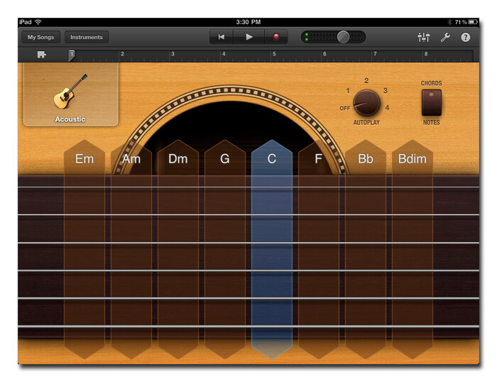 Первый взгляд на GarageBand для iPad. Первый взгляд на GarageBand для iPad. Фото.