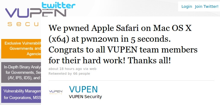 Vupen Security сообщает об уязвимости Safari Vupen Security сообщает об уязвимости Safari