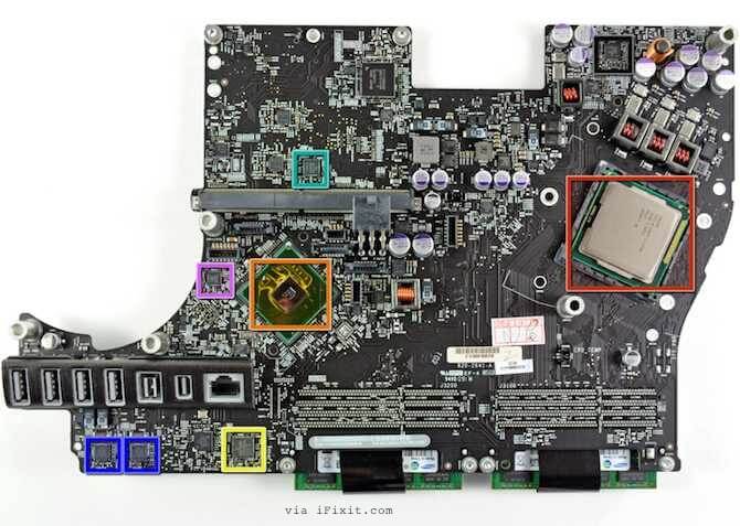 iMac 2011 используют набор логики Intel Z68. iMac 2011 используют набор логики Intel Z68. Фото.