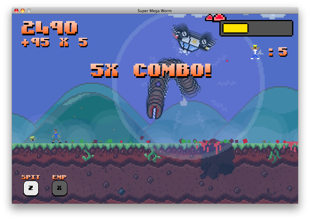 [Mac App Store] Super Mega Worm: червь теперь и на большом экране. Фото.
