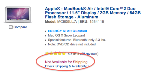 Запас MacBook Air в BestBuy иссякает. Запас MacBook Air в BestBuy иссякает. Фото.