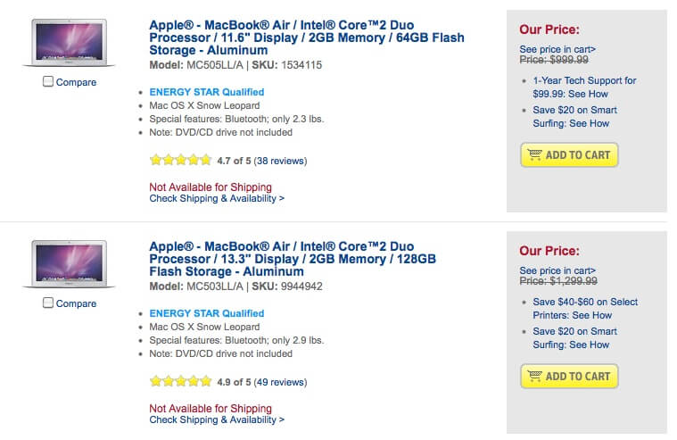 Best Buy приостанавливает онлайн — продажу MacBook Air накануне их обновления. Best Buy приостанавливает онлайн — продажу MacBook Air накануне их обновления. Фото.