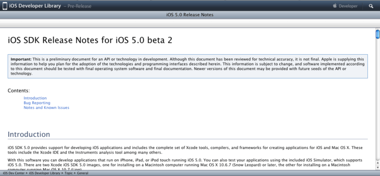 iOS 5 beta 2 Release notes iOS 5 beta 2 Release notes