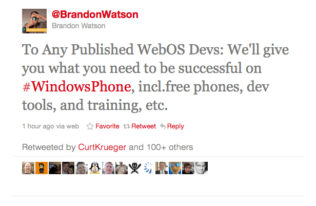 Microsoft соблазняет webOS-разработчиков бесплатными телефонами. Microsoft соблазняет webOS-разработчиков бесплатными телефонами. Фото.