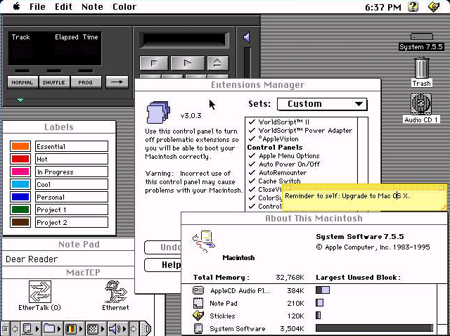 История операционных систем Apple. Часть 5. System 7. История операционных систем Apple. Часть 5. System 7. Фото.