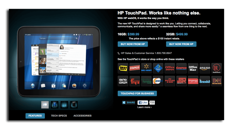 В Best Buy недовольны низкими продажами планшетов HP TouchPad. В Best Buy недовольны низкими продажами планшетов HP TouchPad. Фото.