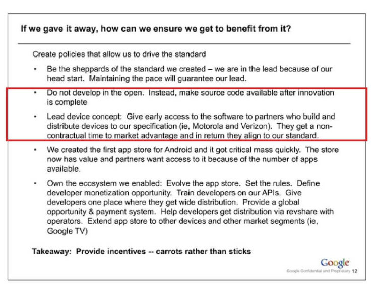 Google наделяет Motorola отдельными преимуществами по сравнению с другими лицензиатами Android. Google наделяет Motorola отдельными преимуществами по сравнению с другими лицензиатами Android. Фото.