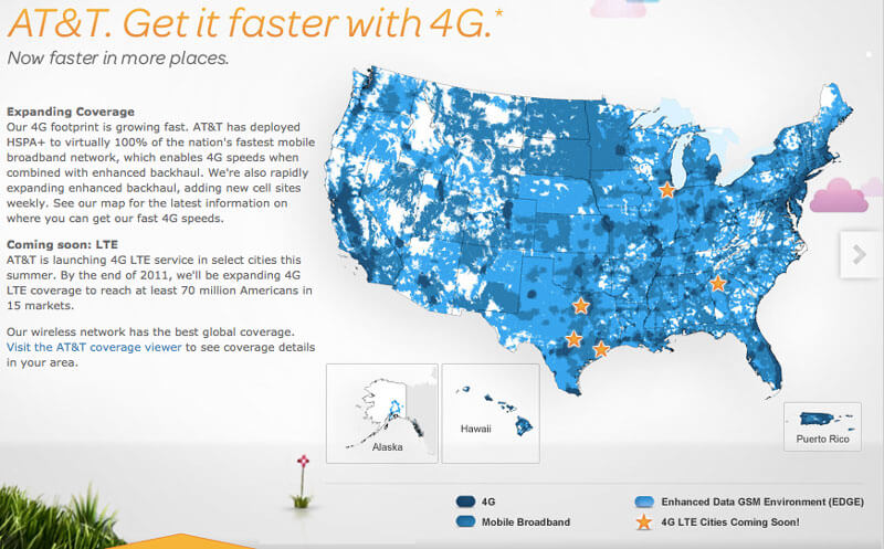 AT&T в это воскресенье запускает 4G LTE-сети в 5 городах. AT&T в это воскресенье запускает 4G LTE-сети в 5 городах. Фото.