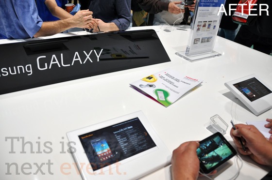 Samsung снимает свой Galaxy Tab 7.7 с берлинской выставки IFA, выполняя решение суда. Samsung снимает свой Galaxy Tab 7.7 с берлинской выставки IFA, выполняя решение суда. Фото.