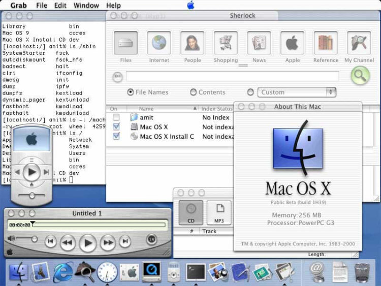 История операционных систем Apple. Часть 9. Mac OS X Public Beta. История операционных систем Apple. Часть 9. Mac OS X Public Beta. Фото.