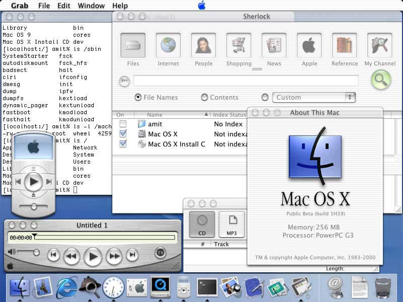 История операционных систем Apple. Часть 9. Mac OS X Public Beta. История операционных систем Apple. Часть 9. Mac OS X Public Beta. Фото.