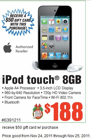 $50 gift card for iPod Touch 8GB $50 gift card for iPod Touch 8GB