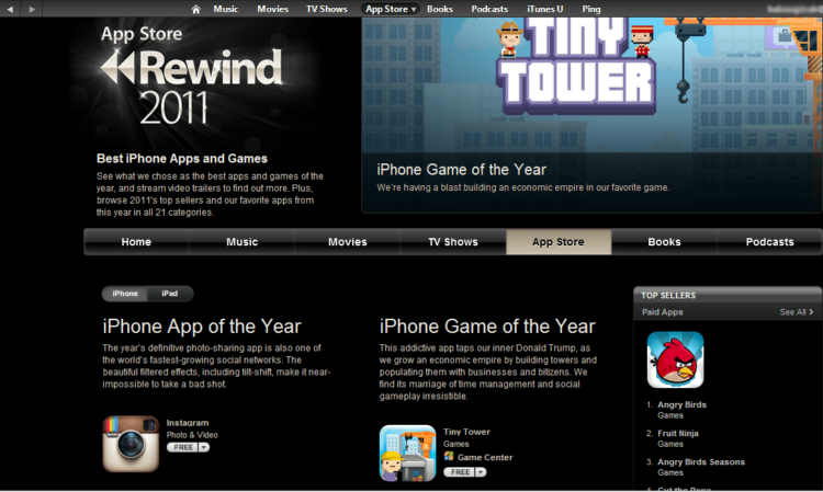 Самые популярные игры для iOS за 2011-ый год по мнению Apple. Фото.