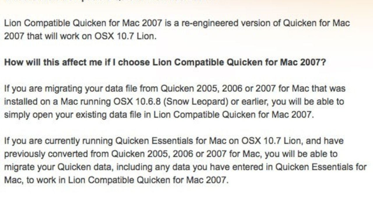 quicken for mac 2007 lion compatible