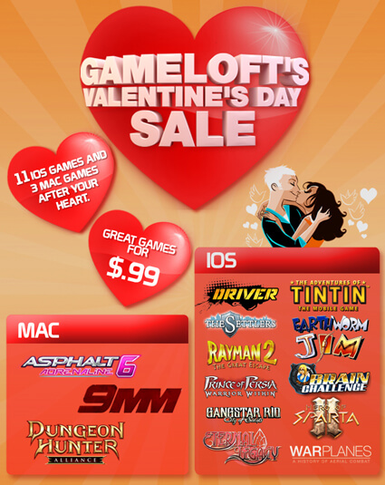 Спецпредложение от Gameloft ко Дню святого Валентина Спецпредложение от Gameloft ко Дню святого Валентина
