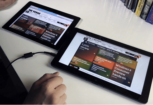 Сравнение планшета на Windows 8 и iPad 2. Фото.