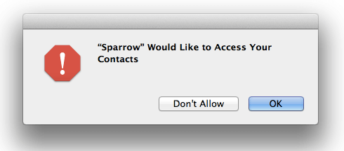 Sparrow выпрашивает доступ к контактам Sparrow выпрашивает доступ к контактам