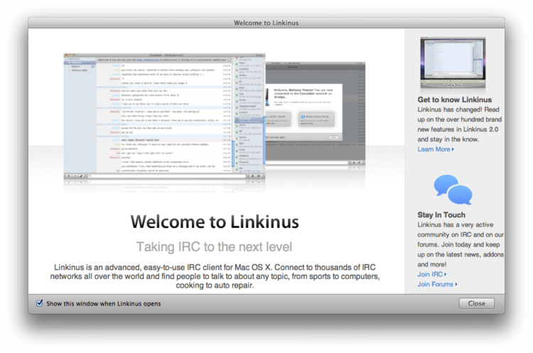 [Mac OS X] Linkinus — великолепный IRC-клиент. Фото.