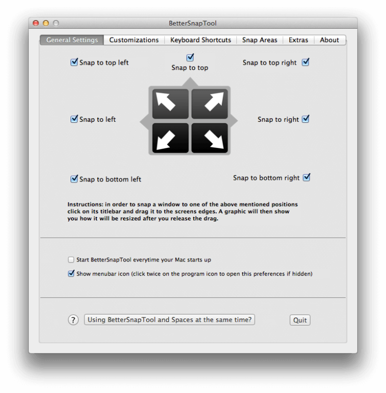[Mac App Store] BetterSnapTool — удобное управление размерами окон. Фото.