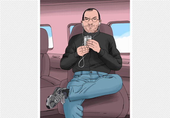 Стив с iPod в самолете Стив с iPod в самолете