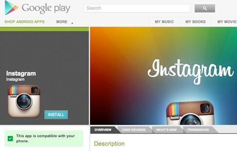 Instagram на Android Instagram на Android