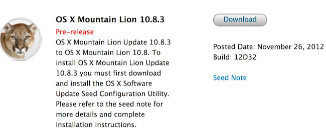 Первая бета OS X 10.8.3 уже на руках у разработчиков Первая бета OS X 10.8.3 уже на руках у разработчиков
