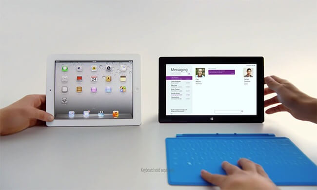 Microsoft продолжает высмеивать iPad в рекламе Surface RT. Фото.