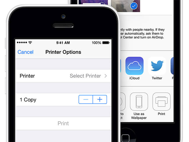 Airprint iPhone interface copy Airprint iPhone interface copy