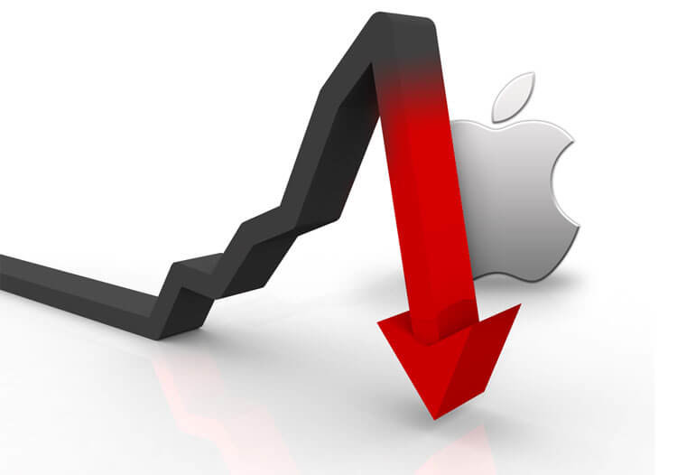 Почему падают акции Apple? Фото.