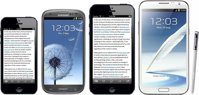 Увеличенный iPhone и смартфоны Galaxy Увеличенный iPhone и смартфоны Galaxy