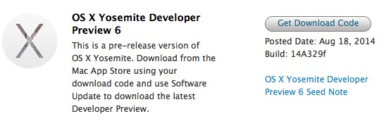 OS X Yosemite Developer Preview 6 OS X Yosemite Developer Preview 6