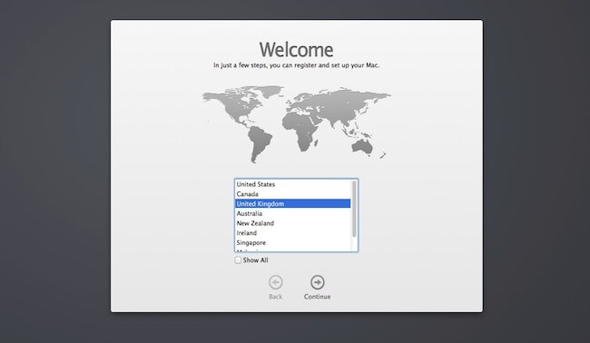 мастер настройки OS X Mavericks мастер настройки OS X Mavericks