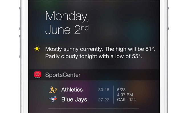 В «Центре уведомлений» iOS 8 поселятся сторонние виджеты. Фото.