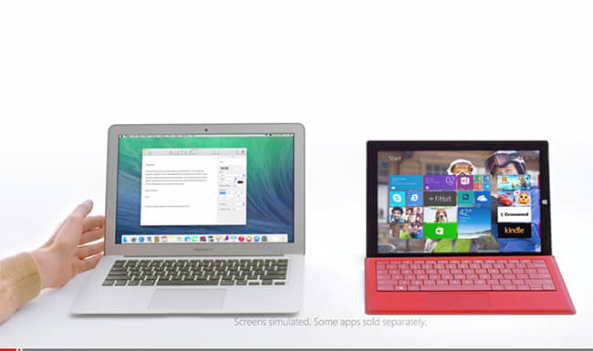 Microsoft сравнила Surface Pro 3 и MacBook Air. Microsoft сравнила Surface Pro 3 и MacBook Air. Фото.