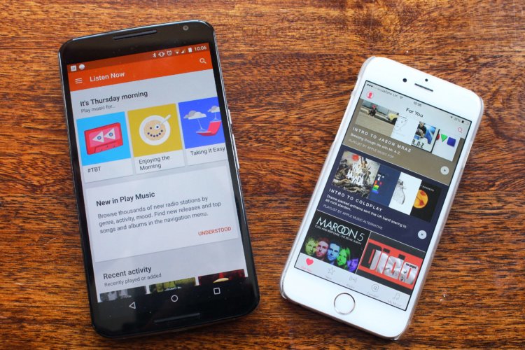 Apple против Google: битва музыкальных сервисов. Фото.