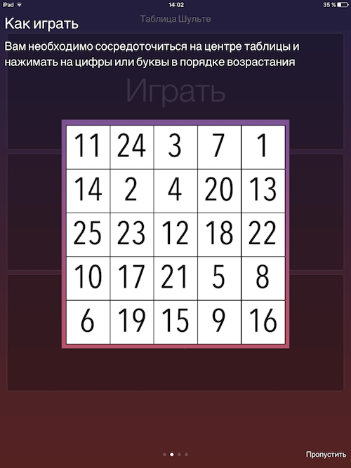 Таблица Шульте Free Таблица Шульте Free