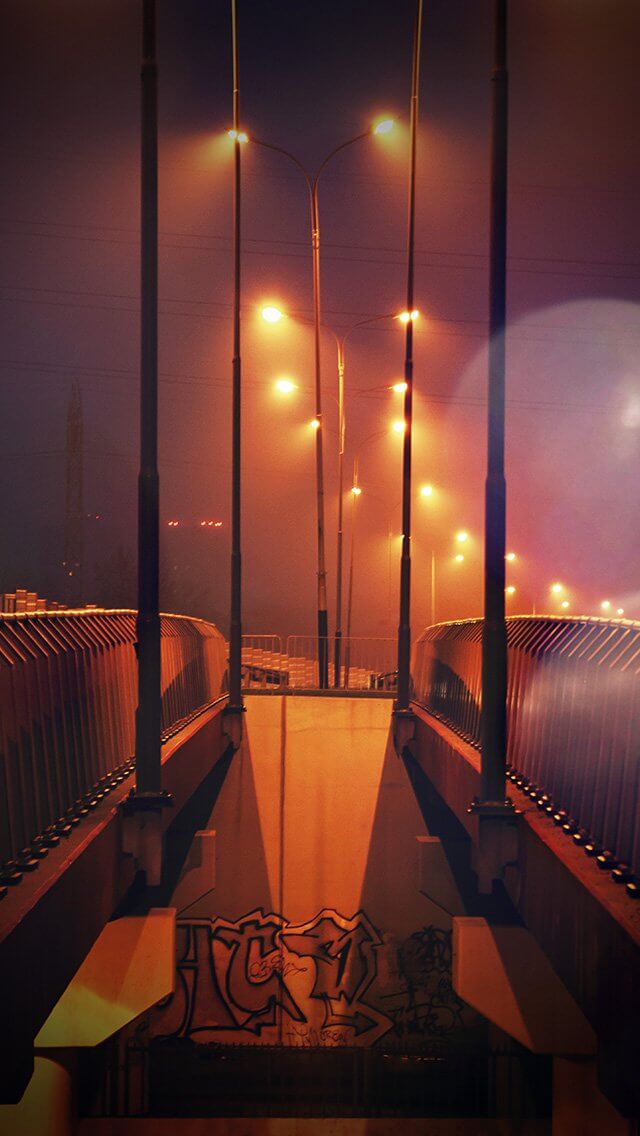 night-bridge-city-view-lights-street-orange-flare-iphone-5