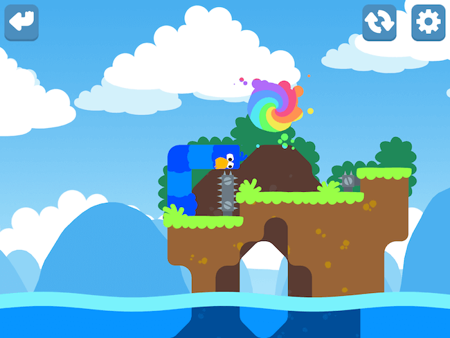 Snakebird — головоломка с высоким уровнем крутости. Snakebird — головоломка с высоким уровнем крутости. Фото.