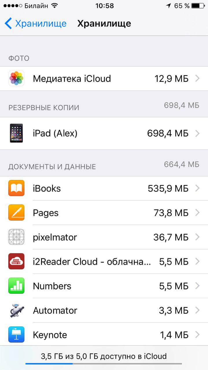 Как удалить «Документы и данные» с iPhone и iPad. Как освободить место в iCloud? Фото.