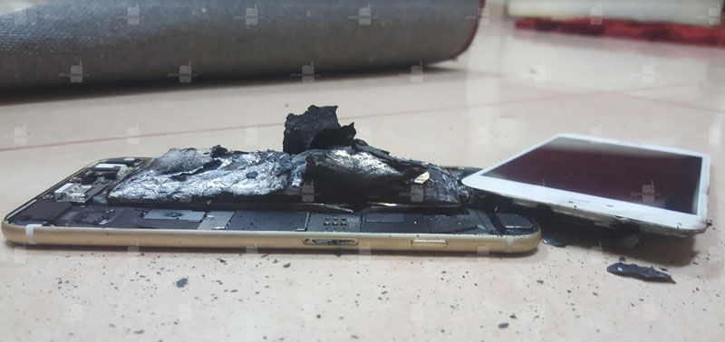 iPhone 6s воспламенился после зарядки. iPhone 6s воспламенился после зарядки. Фото.